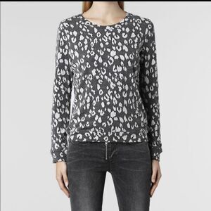 All Saints -556 Yosa‎ Sweatshirt in leopard print Black and grey size 8 Medium